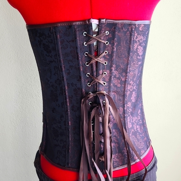 2 PC. CUSTOM DENIM STEAMPUNK CORSET & SKIRT ENSEMBLE!!! - Picture 5 of 7